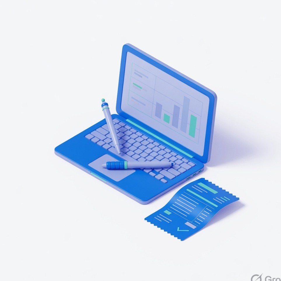 Laptop and invoice illustration for freelancer ITR filing